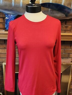 Eileen Fisher Long-Sleeve Crewneck Top Stretchy Soft Size XS Quiet Luxury Layer